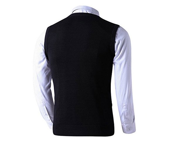 iClosam Mens Casual V-Neck Slim Fit Sweater Vest Knitted Lightweight Pullover 